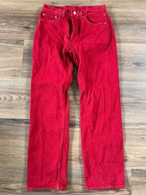 Levis 501 Red Jeans Mens 32x30 VTG Made in USA Button Fly Straight Leg Denim 90s
